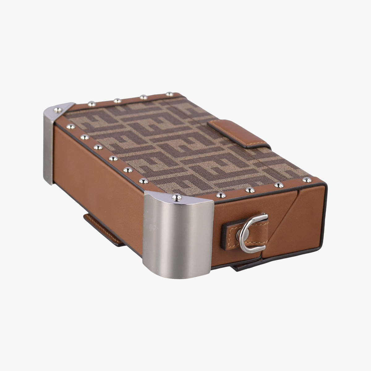 Pre-owned Fendi Zucca Trunk Brown PVC coated canvas×Leather 7VA507 shoulderbag | stylenewstar