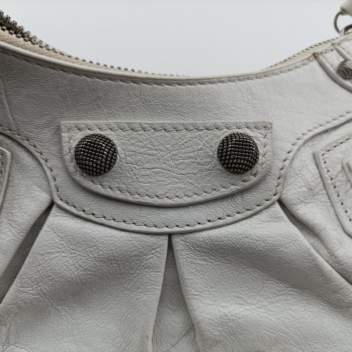 Pre-owned Balenciaga Le Cagole White lambskin  shoulderbag | stylenewstar