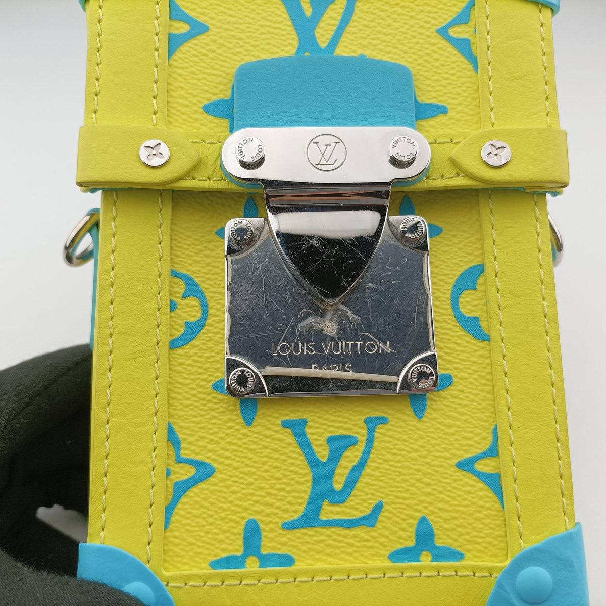 Pre-owned Louis Vuitton Vertical Trunk Yellow x Blue Monogram Playground M82007 shoulderbag | stylenewstar