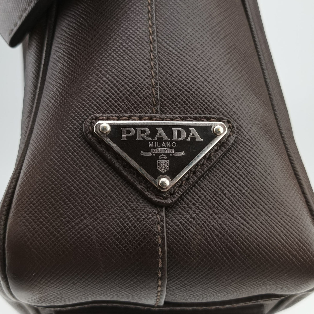 Vintage Prada Briefcase work business Brown SAFFIANO Leather VS305M handbag | stylenewstar