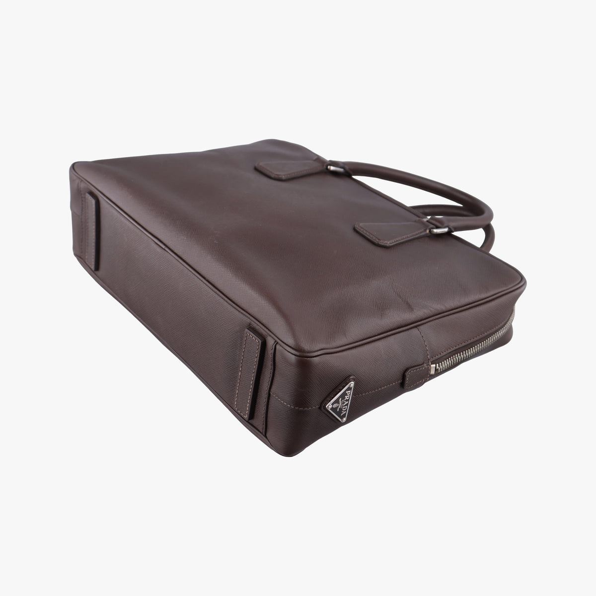 Vintage Prada Briefcase work business Brown SAFFIANO Leather VS305M handbag | stylenewstar