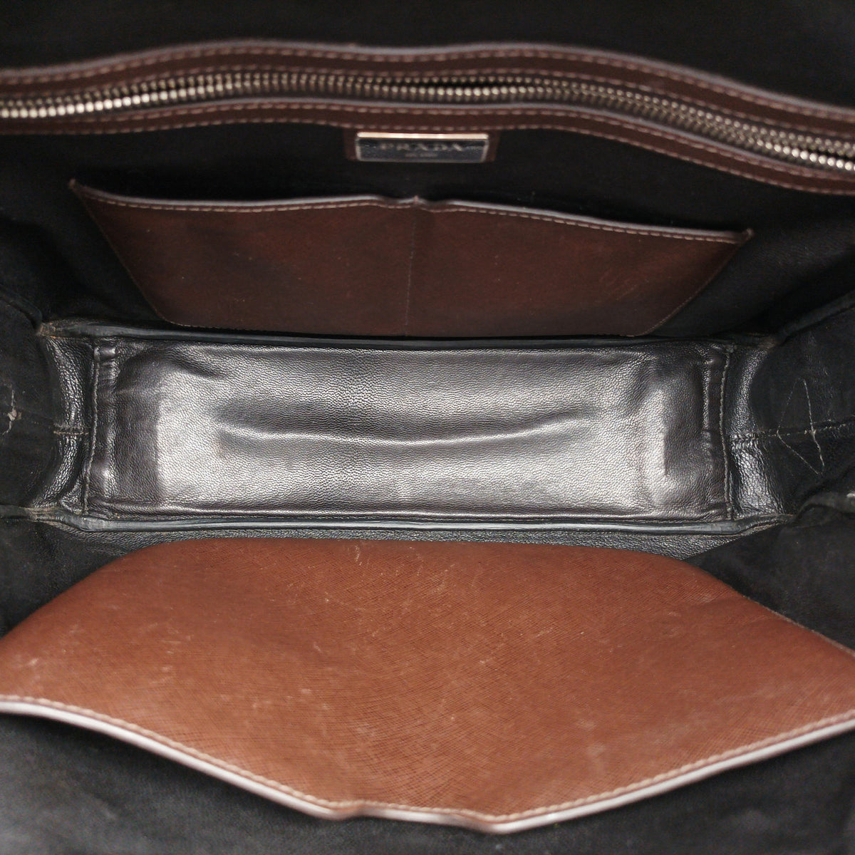 Pre-owned Prada Briefcase work business Brown SAFFIANO Leather VS305M handbag | stylenewstar