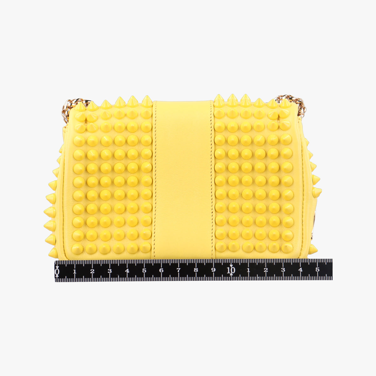 Pre-owned Christian Louboutin Sweet Charity Scarabe Spike Yellow Leather  shoulderbag | stylenewstar