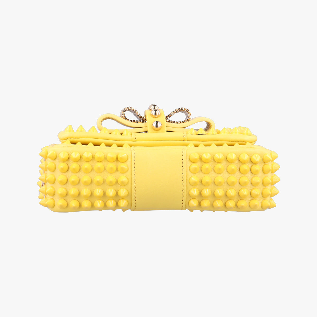 Pre-owned Christian Louboutin Sweet Charity Scarabe Spike Yellow Leather  shoulderbag | stylenewstar