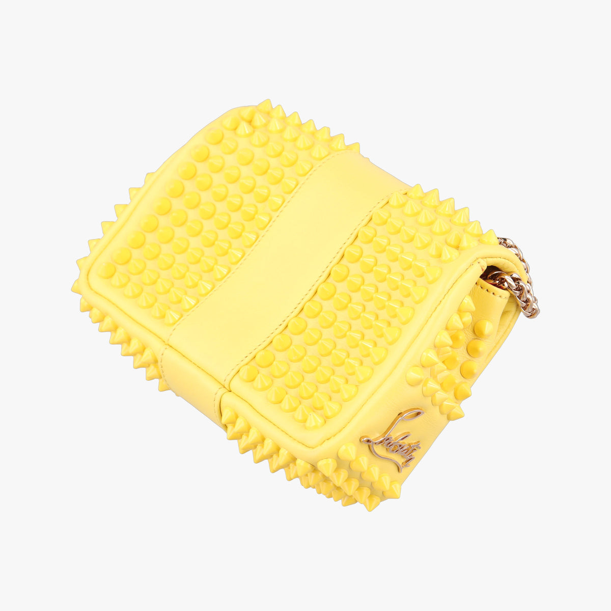 Pre-owned Christian Louboutin Sweet Charity Scarabe Spike Yellow Leather  shoulderbag | stylenewstar