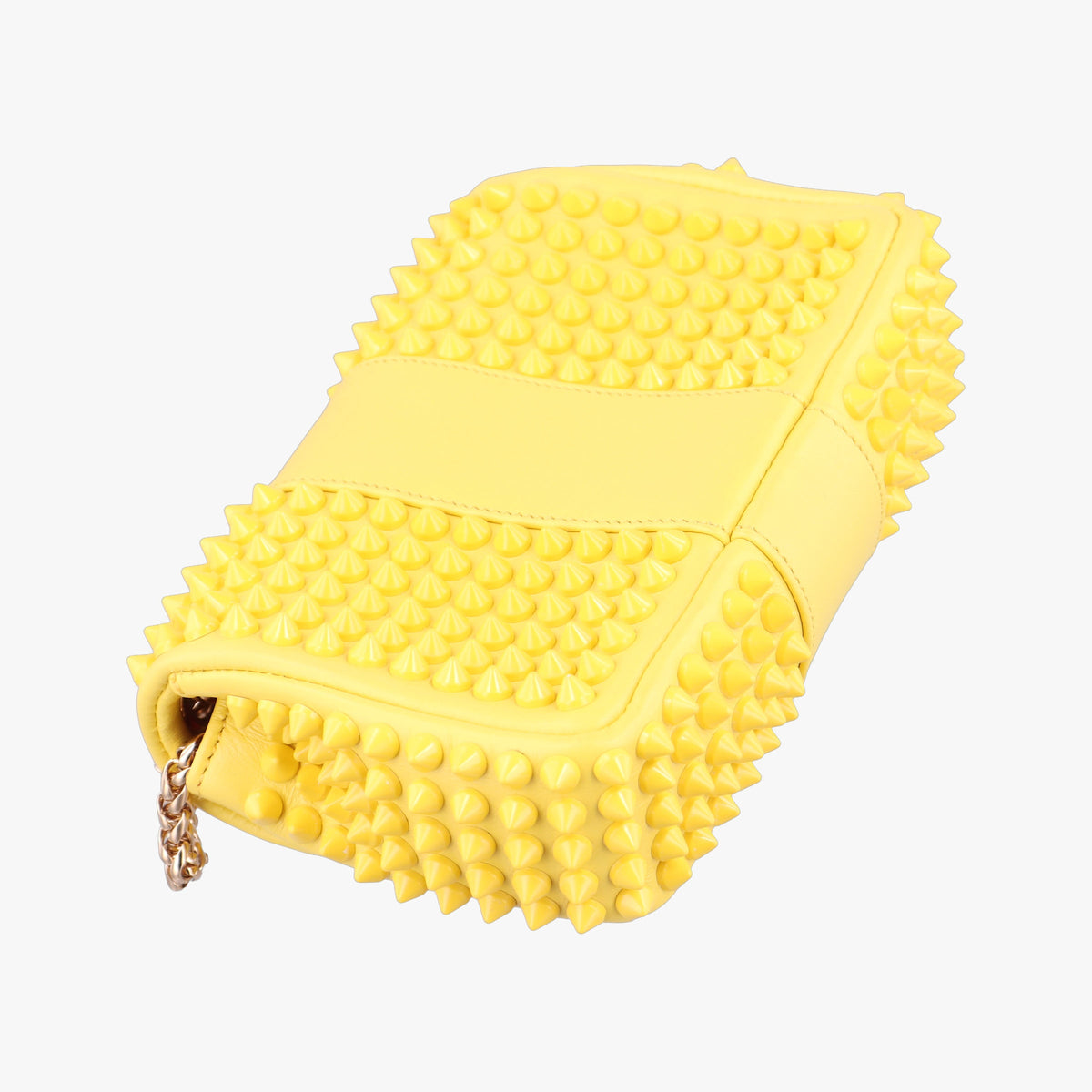 Pre-owned Christian Louboutin Sweet Charity Scarabe Spike Yellow Leather  shoulderbag | stylenewstar