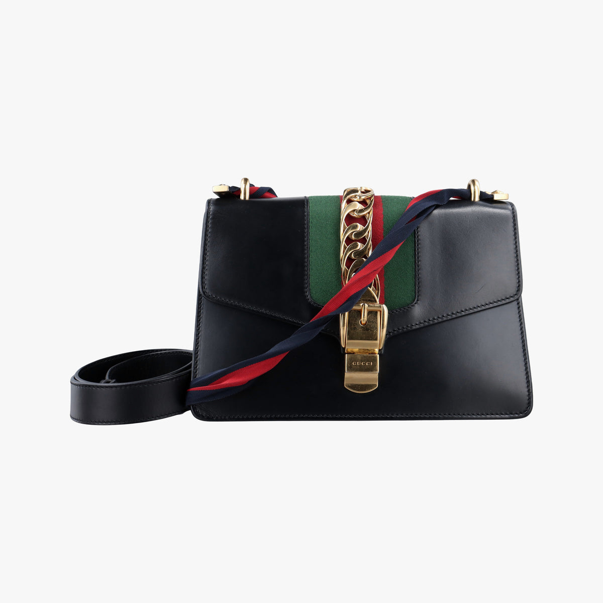 Pre-owned Gucci Sylvie Black Leather 421882 shoulderbag | stylenewstar
