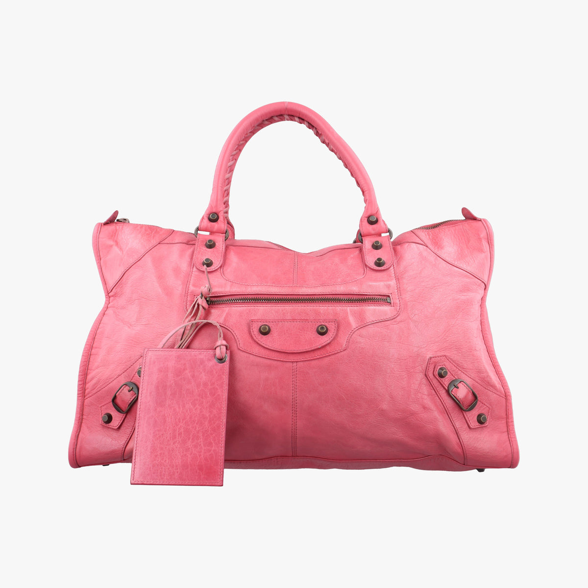 Pre-owned Balenciaga The Work Pink lambskin 132110 shoulderbag | stylenewstar