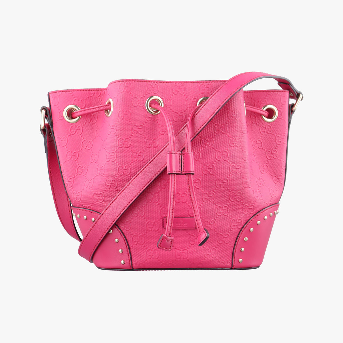 Vintage Gucci Bright Diamante Bucket Red Leather 354229 shoulderbag | stylenewstar