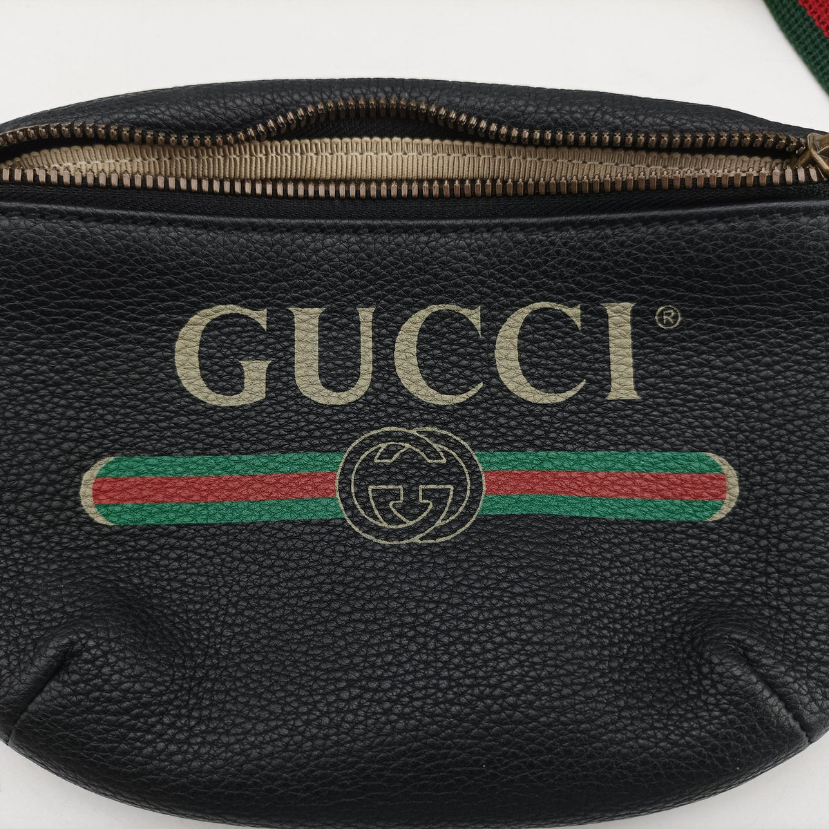 Vintage Gucci Print Black Leather 527792 bum bag/waist bag | stylenewstar