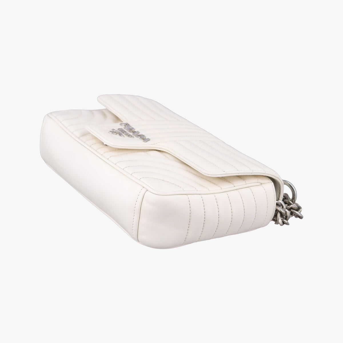 Secondhand Prada Diagramme White Leather 1BD108 shoulderbag | stylenewstar