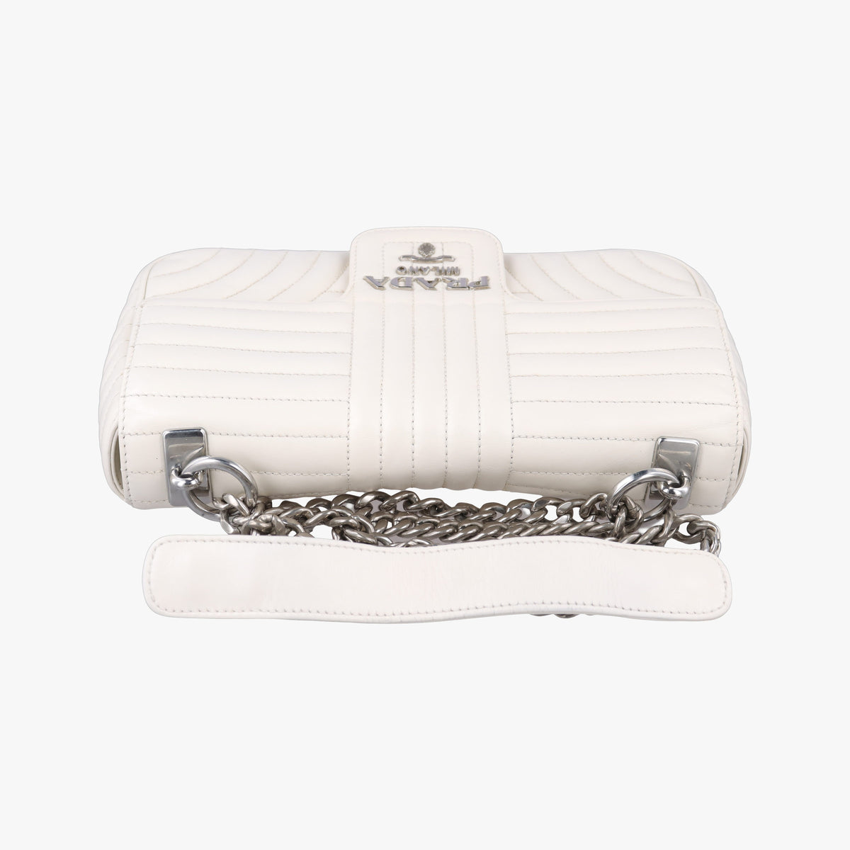 Secondhand Prada Diagramme White Leather 1BD108 shoulderbag | stylenewstar
