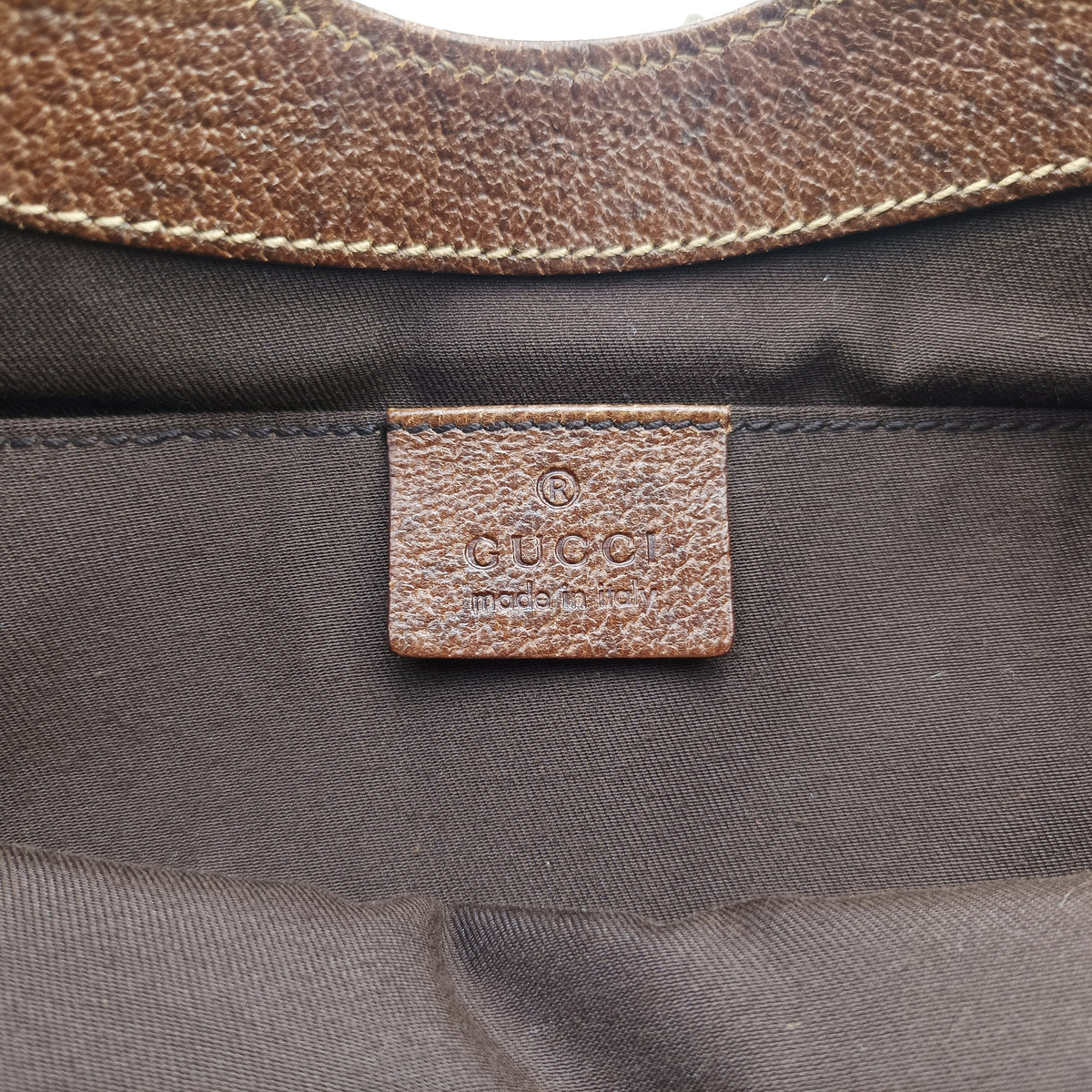 Pre-owned Gucci New Jackie Beige × Brown Canvas × Leather 124409 shoulderbag | stylenewstar