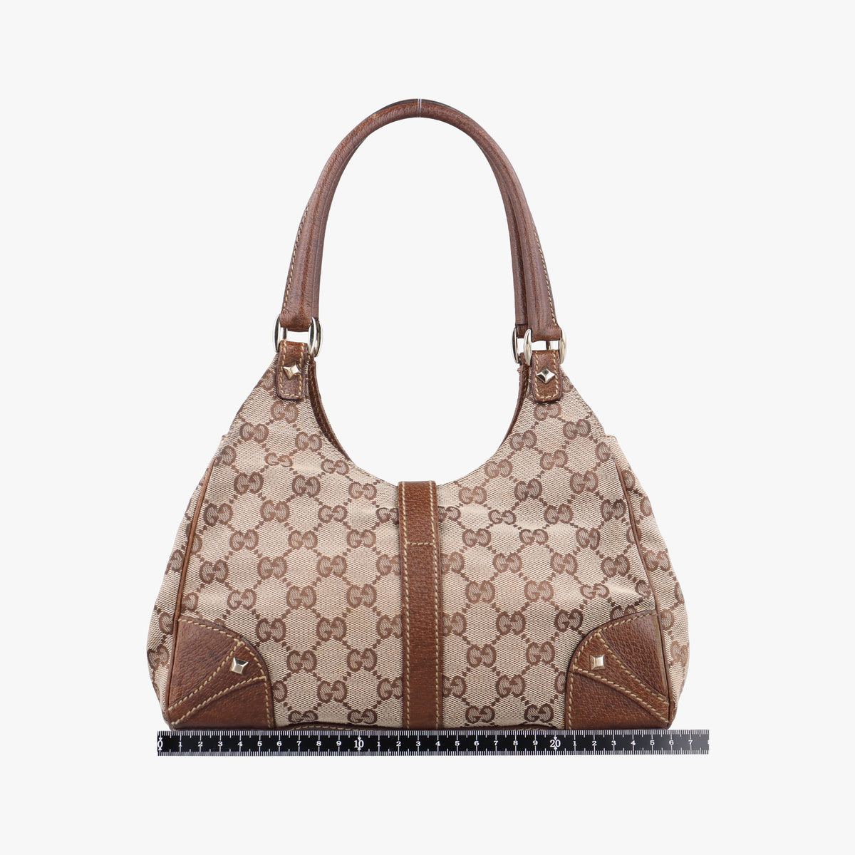 Pre-owned Gucci New Jackie Beige × Brown Canvas × Leather 124409 shoulderbag | stylenewstar