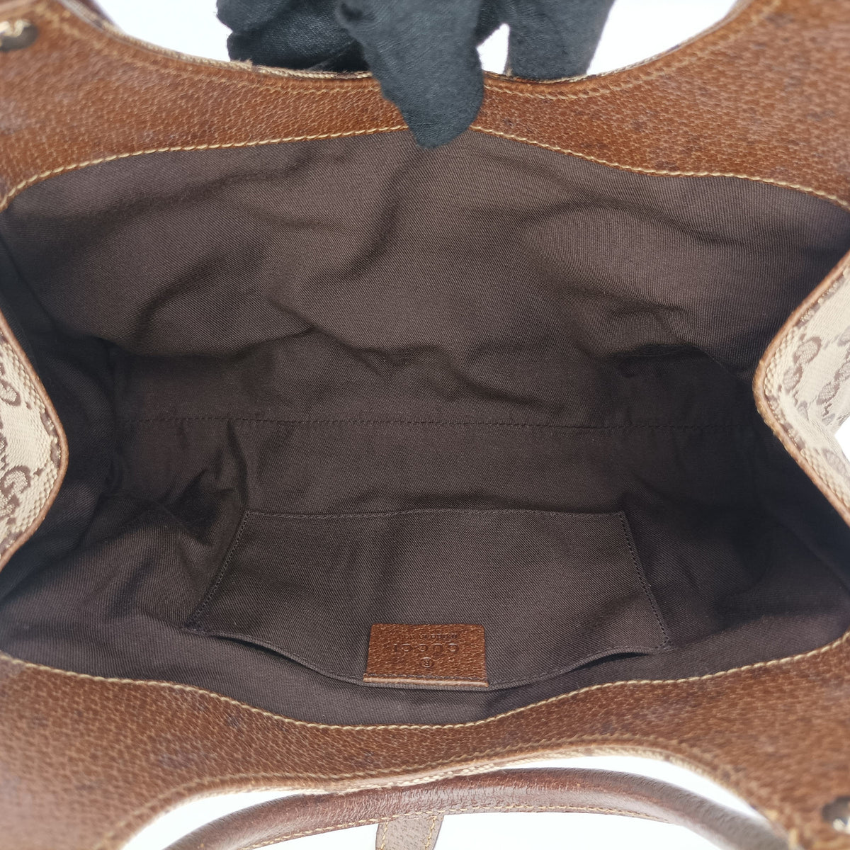Pre-owned Gucci New Jackie Beige × Brown Canvas × Leather 124409 shoulderbag | stylenewstar