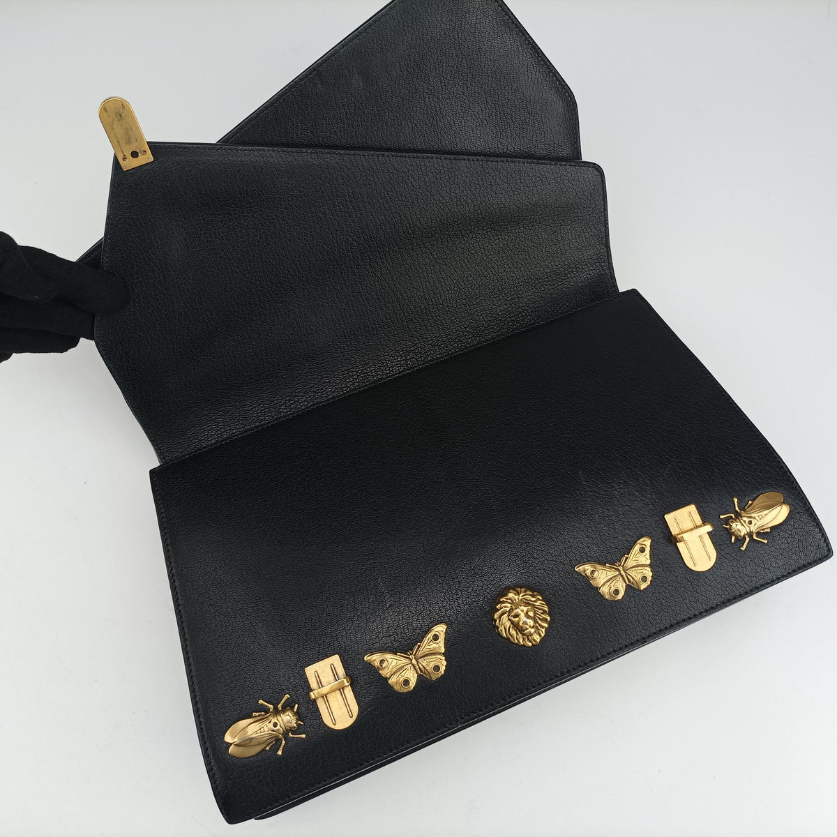 Pre-owned Gucci Ottilia Black×Multicolour Leather×snakeskin 488712 handbag | stylenewstar
