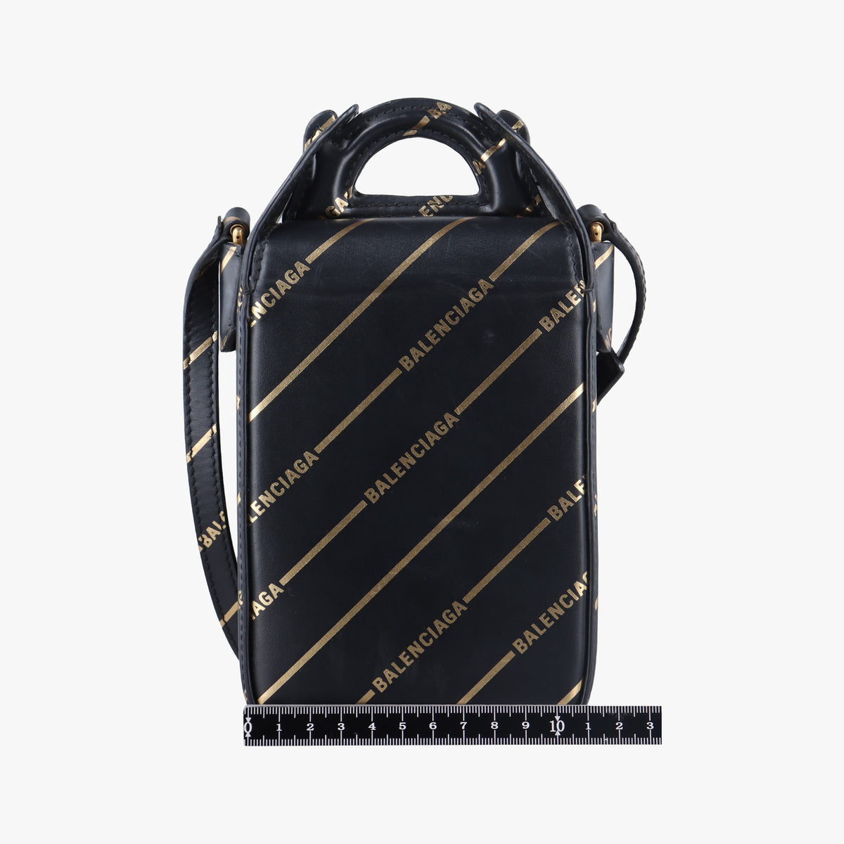 Secondhand Balenciaga Logo Print Box Black Leather  shoulderbag | stylenewstar