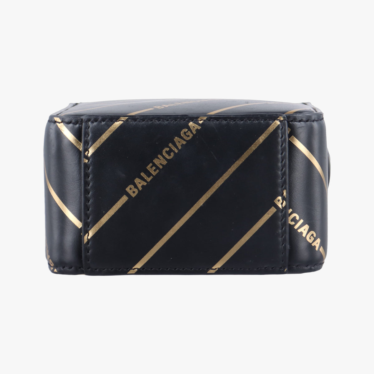 Secondhand Balenciaga Logo Print Box Black Leather  shoulderbag | stylenewstar