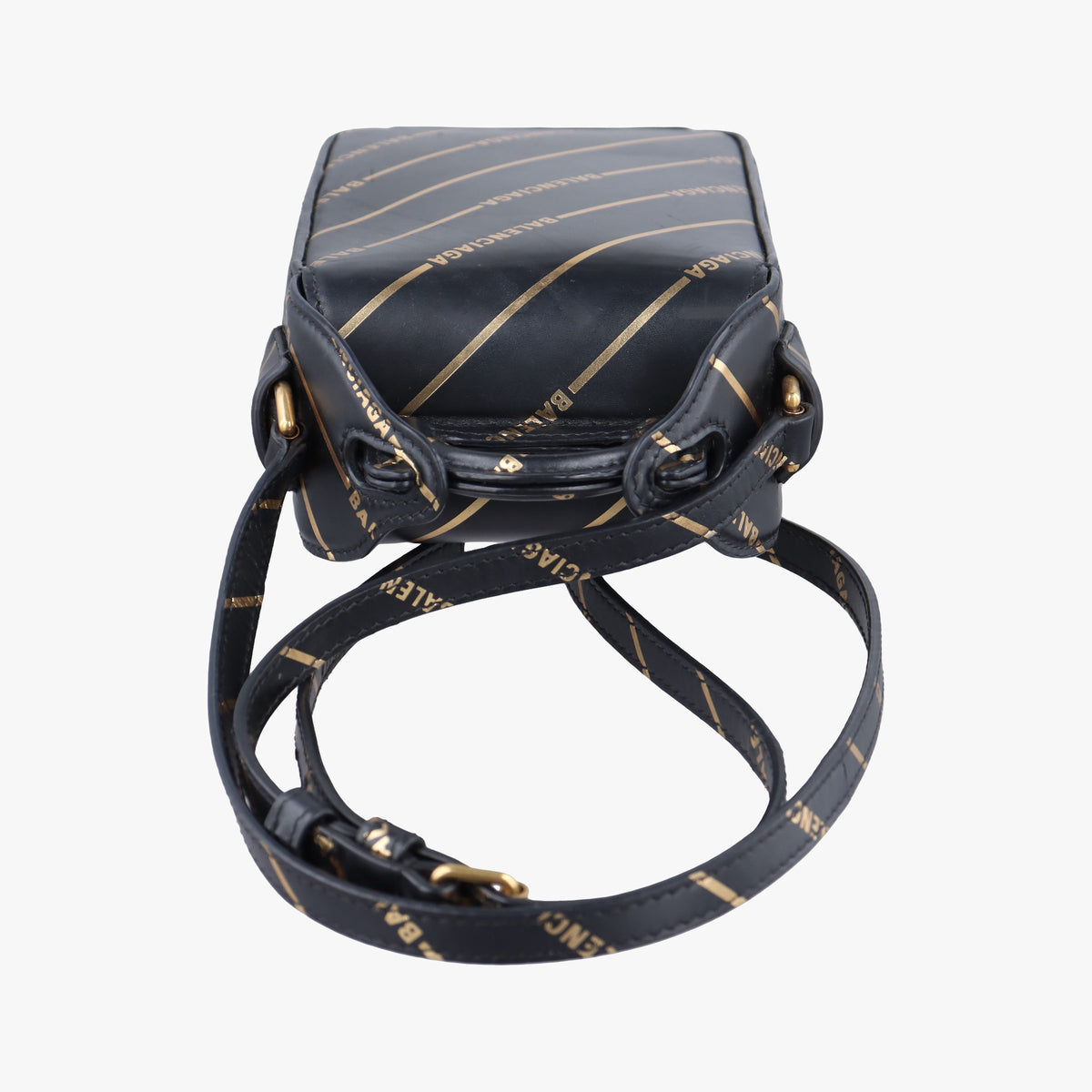 Secondhand Balenciaga Logo Print Box Black Leather  shoulderbag | stylenewstar
