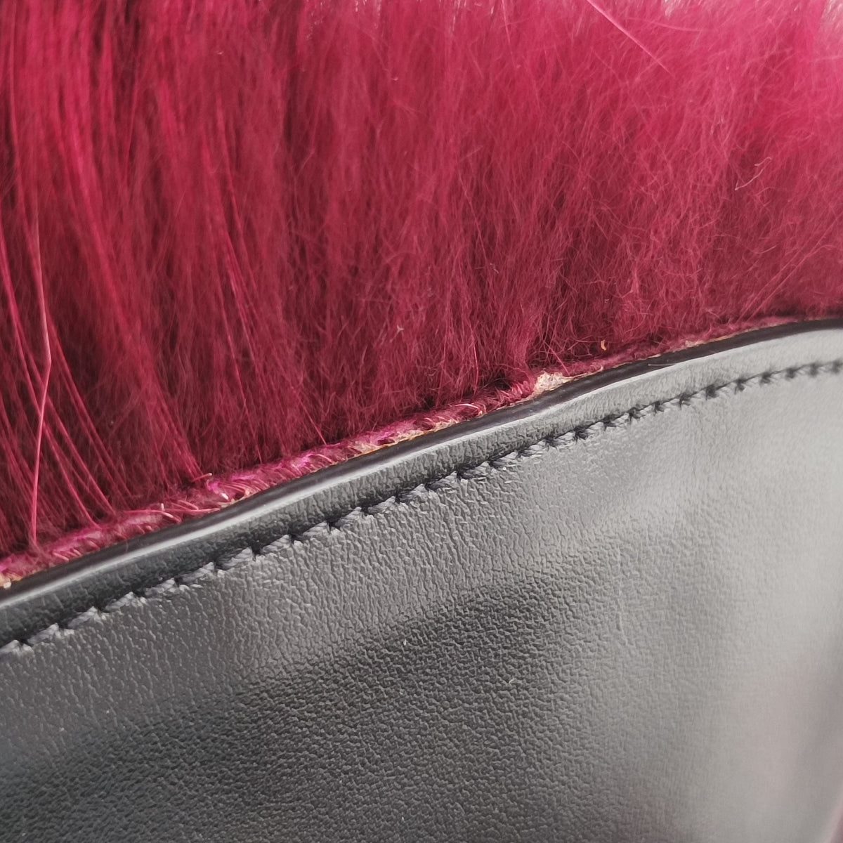 Pre-owned Prada City Corsaire Burgundy Fur x Calfskin  shoulderbag | stylenewstar