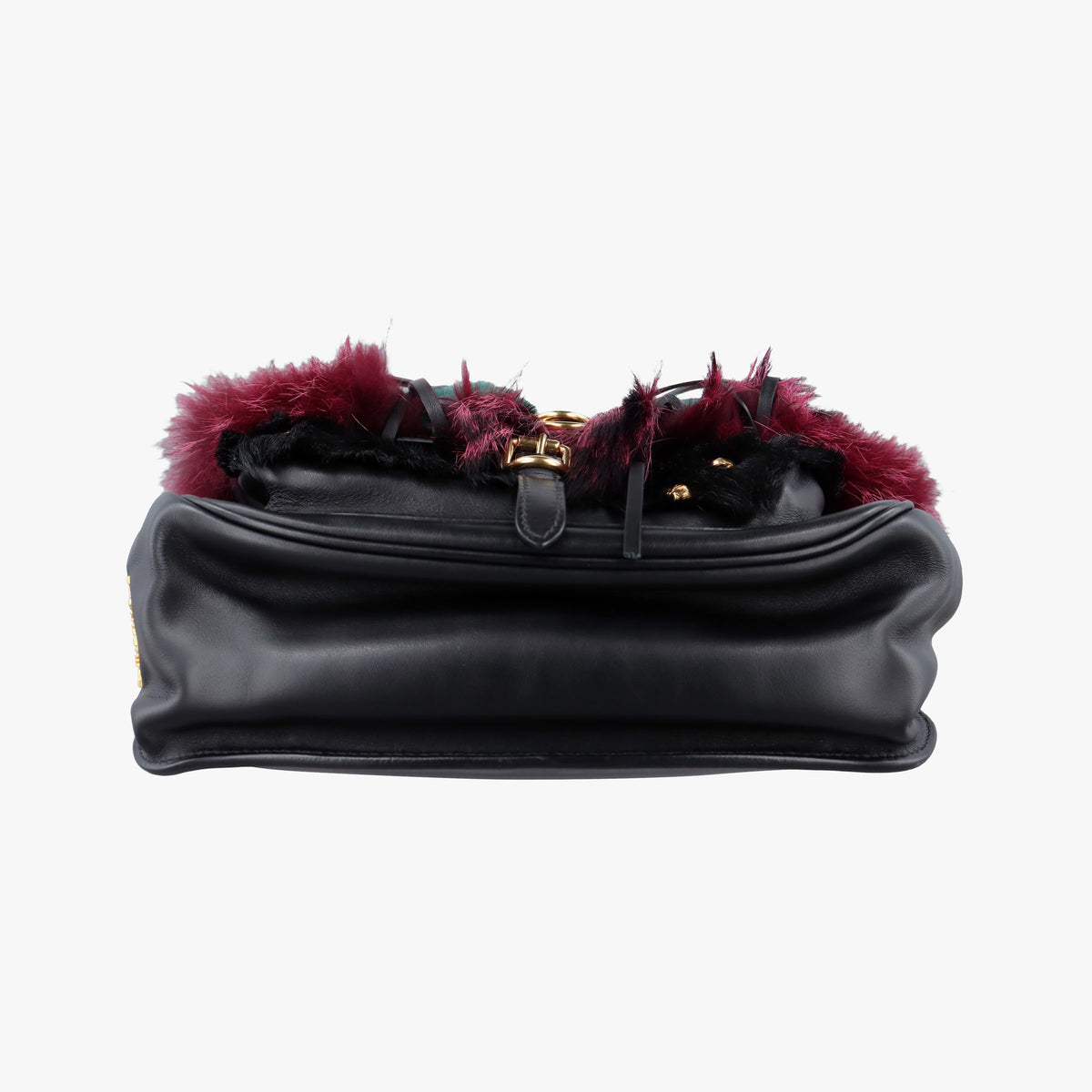 Pre-owned Prada City Corsaire Burgundy Fur x Calfskin  shoulderbag | stylenewstar
