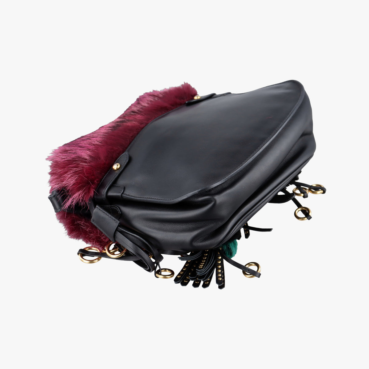 Pre-owned Prada City Corsaire Burgundy Fur x Calfskin  shoulderbag | stylenewstar