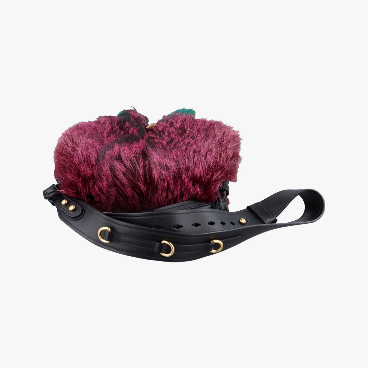 Pre-owned Prada City Corsaire Burgundy Fur x Calfskin  shoulderbag | stylenewstar