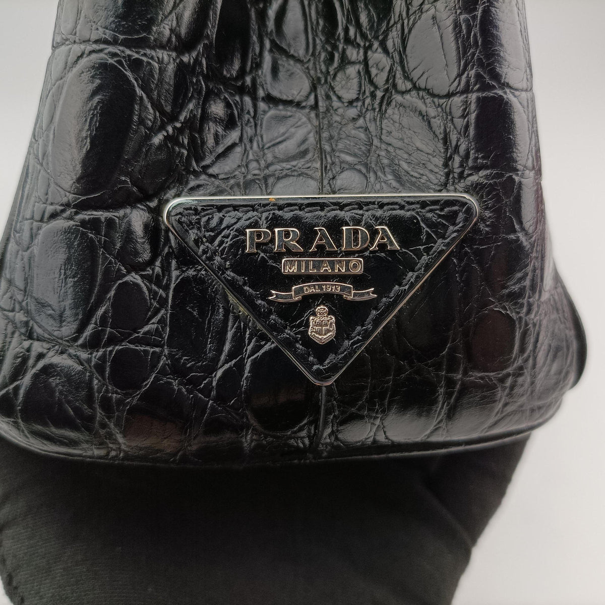 Vintage Prada Galleria White×Green×Black Leather  shoulderbag | stylenewstar