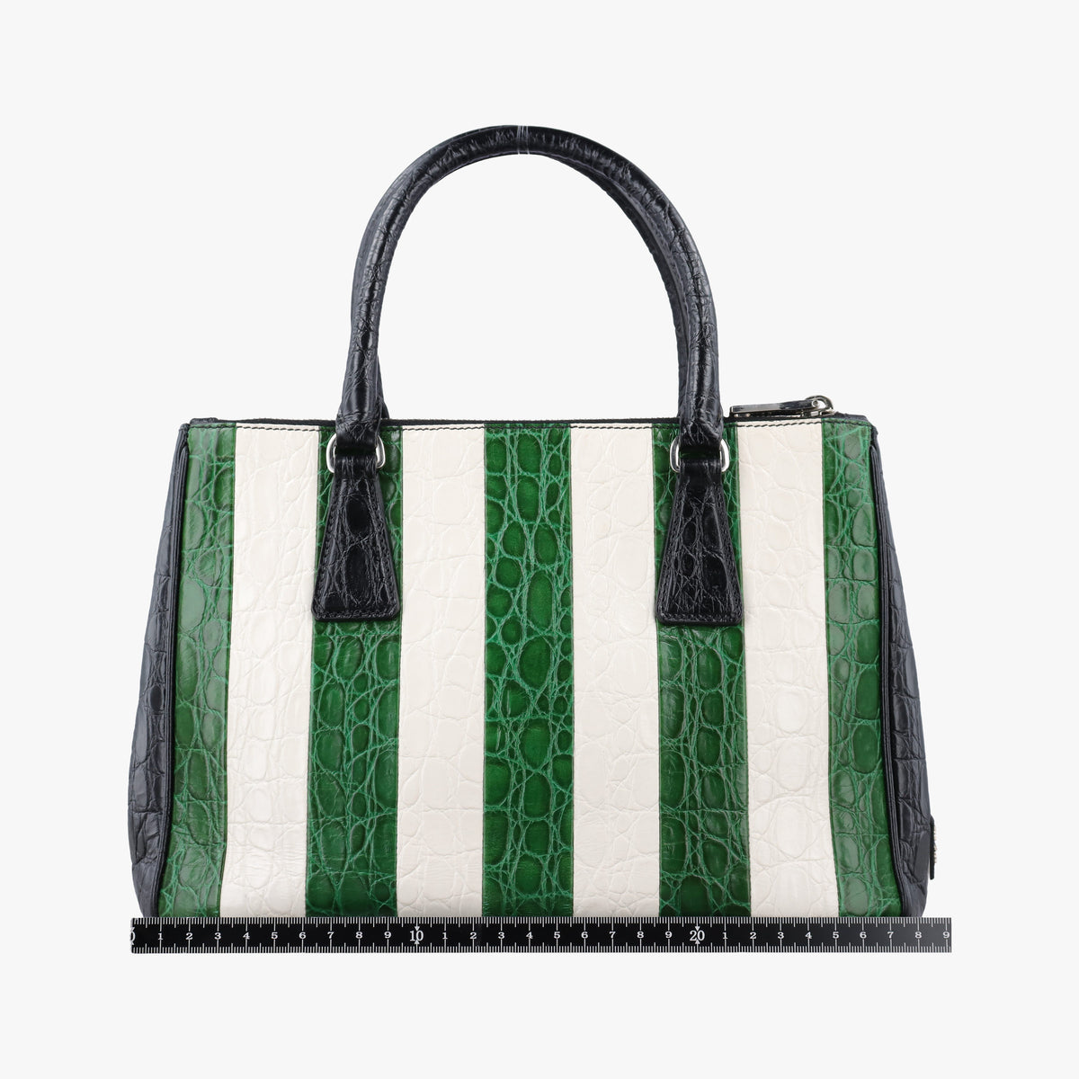 Vintage Prada Galleria White×Green×Black Leather  shoulderbag | stylenewstar