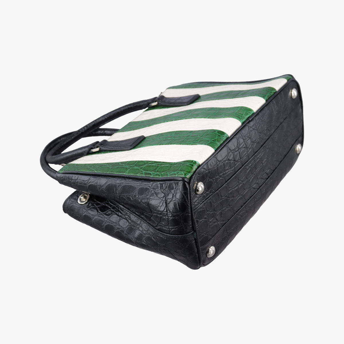 Vintage Prada Galleria White×Green×Black Leather  shoulderbag | stylenewstar