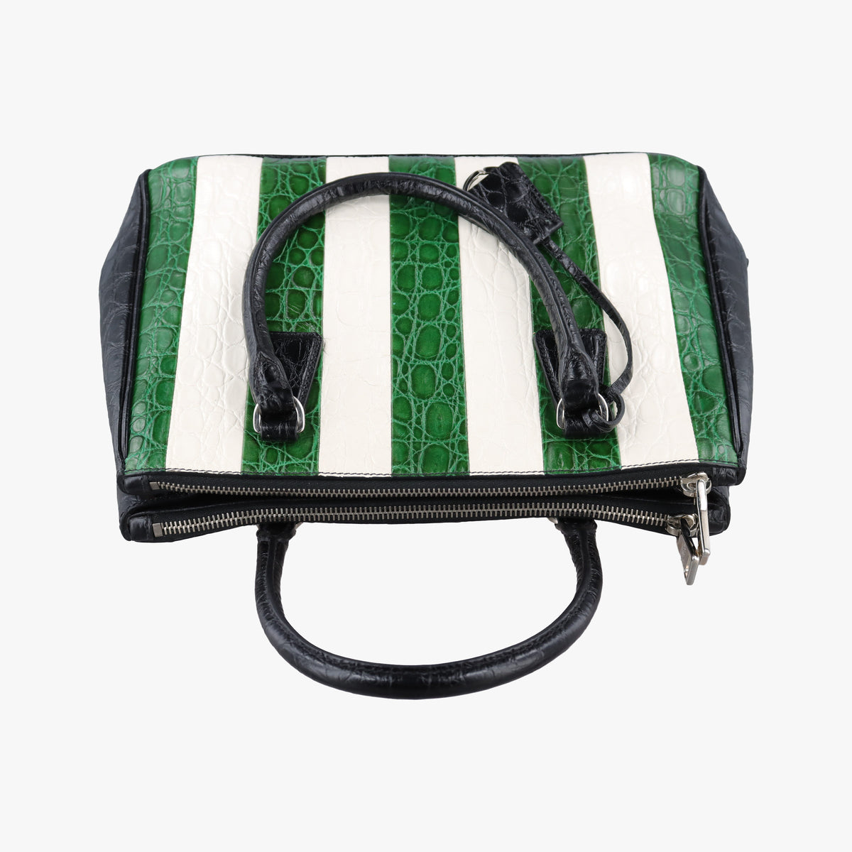 Vintage Prada Galleria White×Green×Black Leather  shoulderbag | stylenewstar