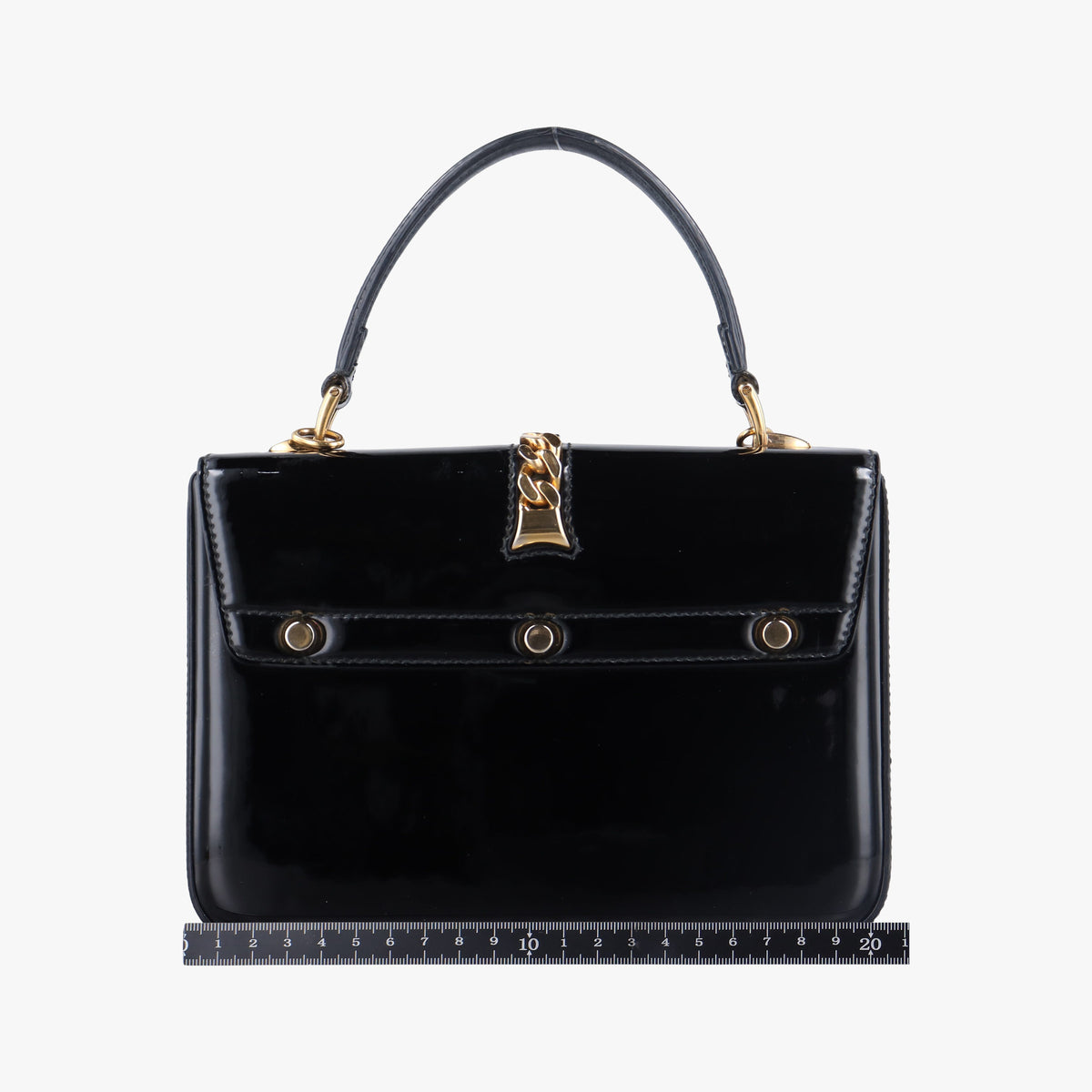 Pre-owned Gucci Sylvie 1969 Black Patent 589479 handbag | stylenewstar