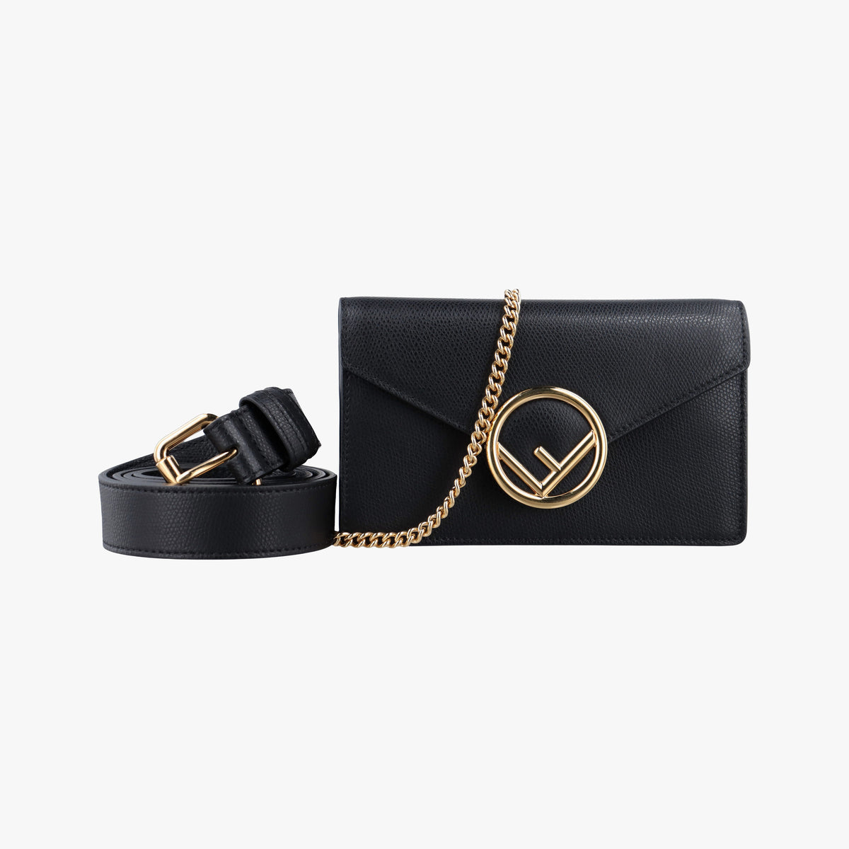 Pre-owned Fendi F is Black Leather 8BM005 shoulderbag | stylenewstar