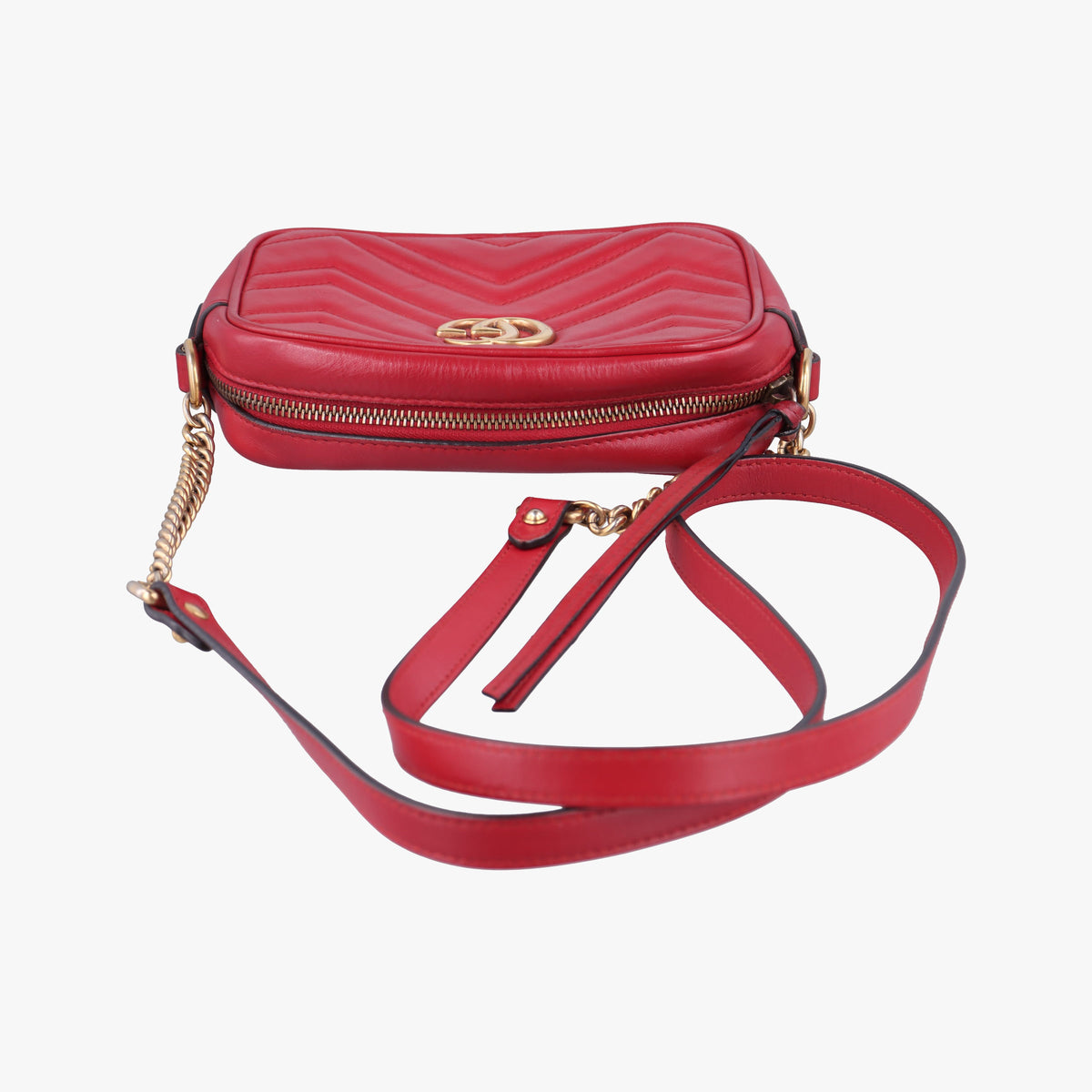 Pre-owned Gucci GG Marmont Red Leather 448065 shoulderbag | stylenewstar