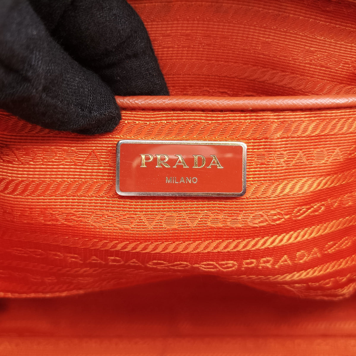 Pre-owned Prada Triangle logo Orange x Yellow Saffiano leather  handbag | stylenewstar