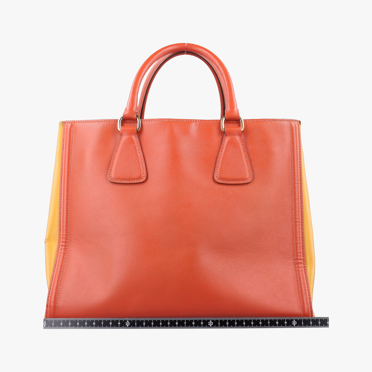 Pre-owned Prada Triangle logo Orange x Yellow Saffiano leather  handbag | stylenewstar