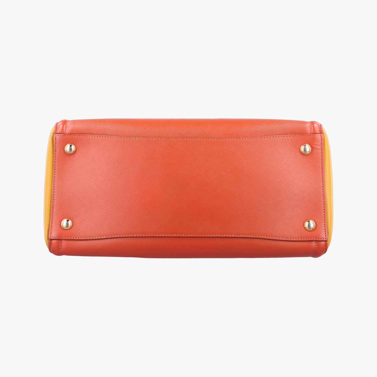 Pre-owned Prada Triangle logo Orange x Yellow Saffiano leather  handbag | stylenewstar
