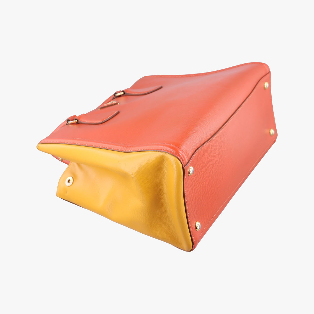 Pre-owned Prada Triangle logo Orange x Yellow Saffiano leather  handbag | stylenewstar