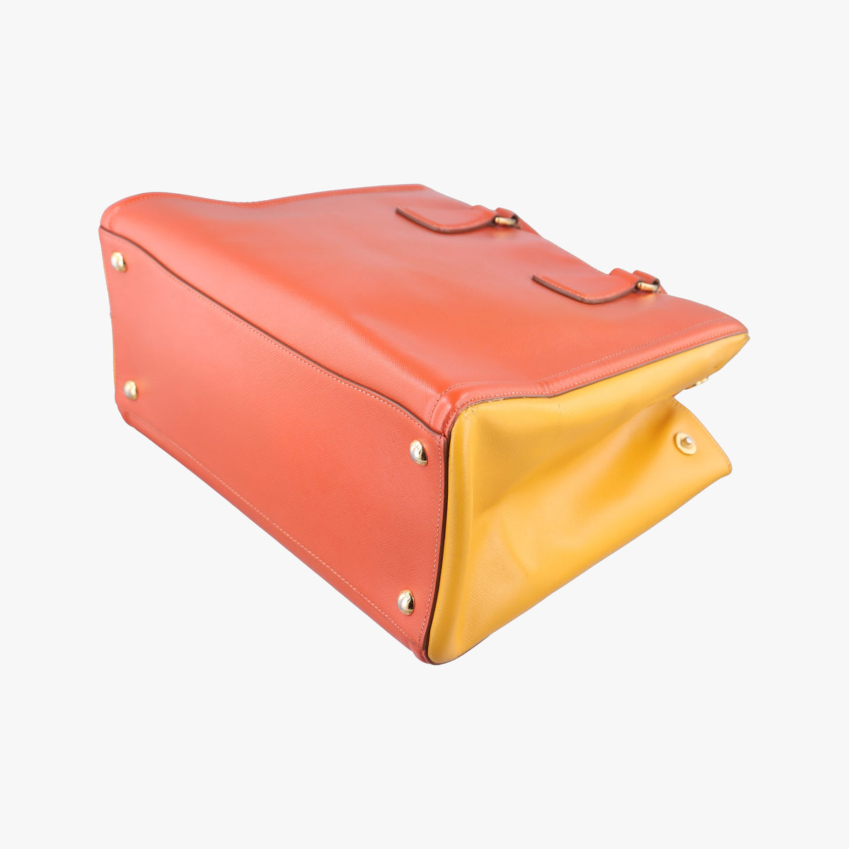 Pre-owned Prada Triangle logo Orange x Yellow Saffiano leather  handbag | stylenewstar