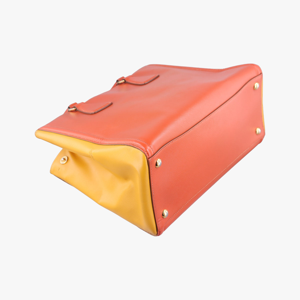 Pre-owned Prada Triangle logo Orange x Yellow Saffiano leather  handbag | stylenewstar