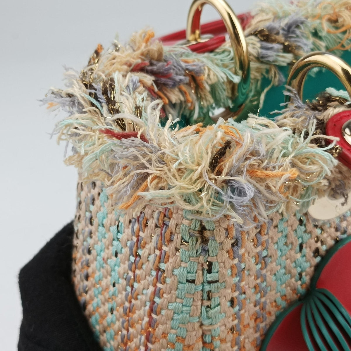 Pre-owned Christian Dior Lady Dior Multicolor Textile x Leather  shoulderbag | stylenewstar