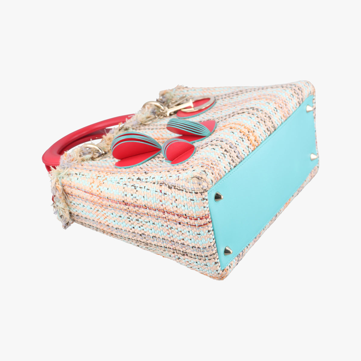 Pre-owned Christian Dior Lady Dior Multicolor Textile x Leather  shoulderbag | stylenewstar