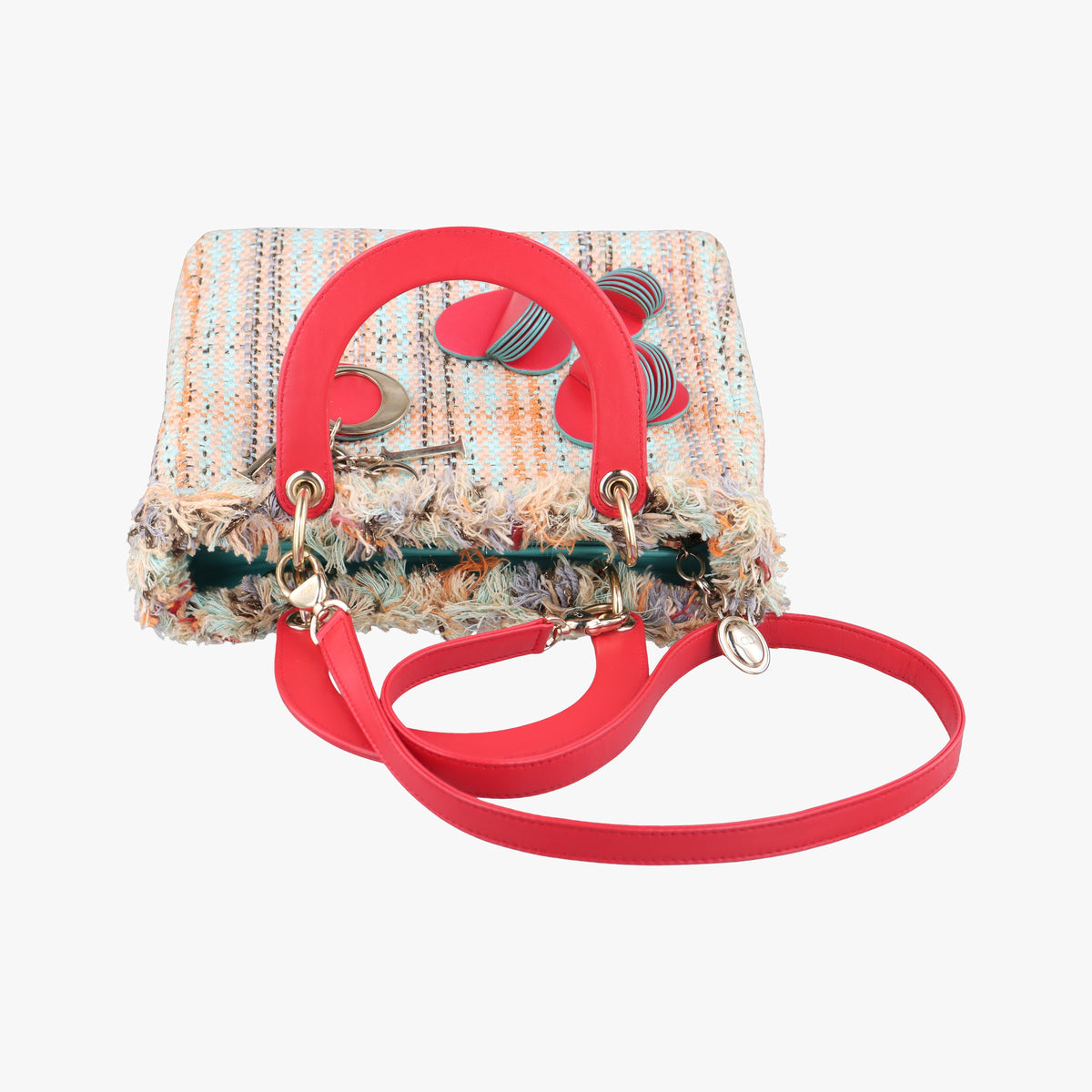 Pre-owned Christian Dior Lady Dior Multicolor Textile x Leather  shoulderbag | stylenewstar