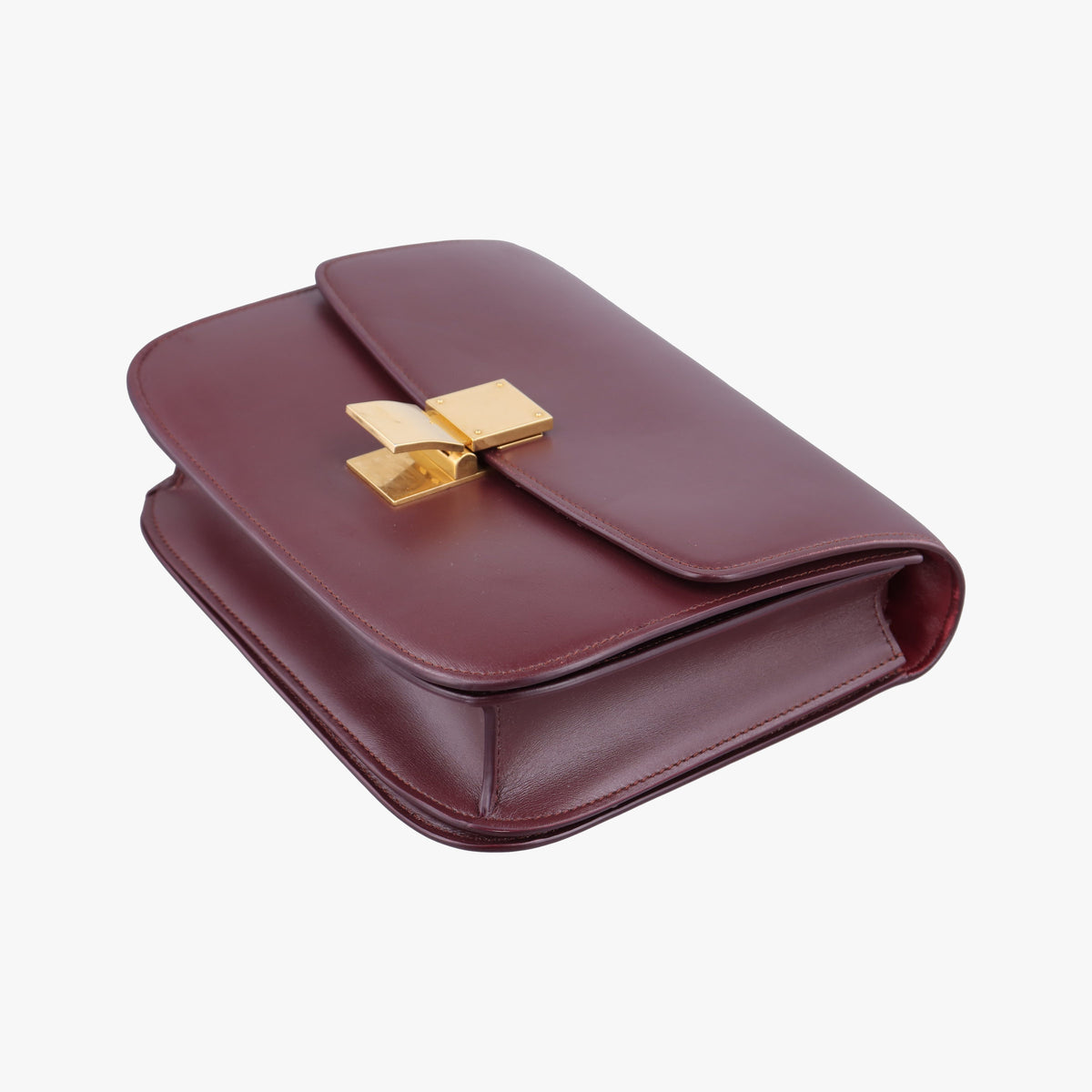 Pre-owned Celine Classic Box Burgundy Leather  shoulderbag | stylenewstar