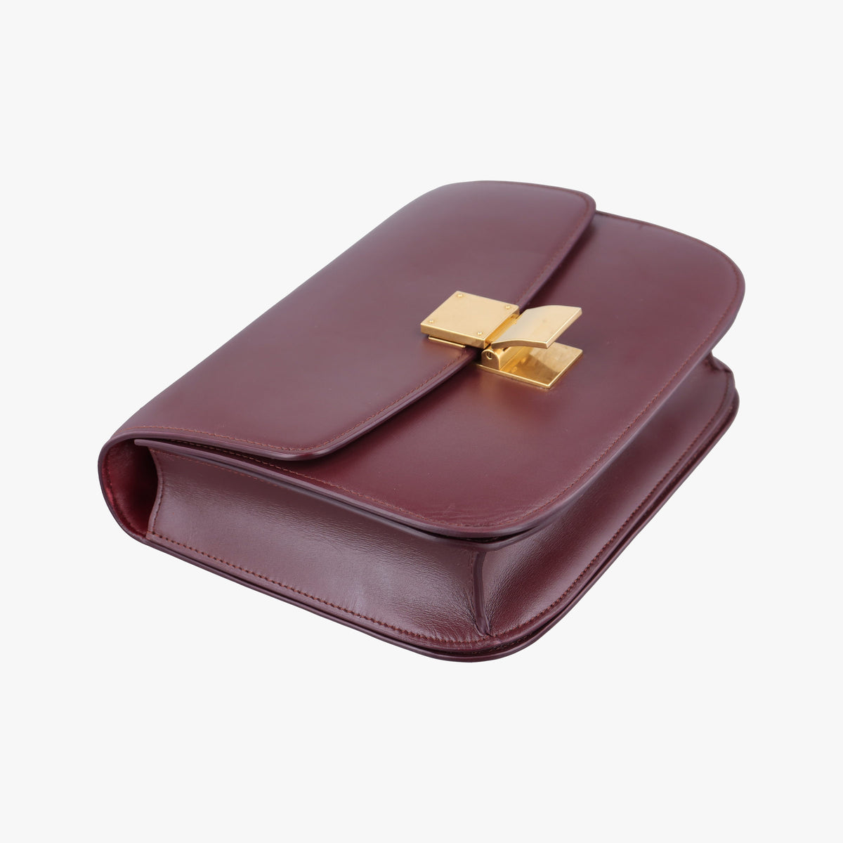 Pre-owned Celine Classic Box Burgundy Leather  shoulderbag | stylenewstar