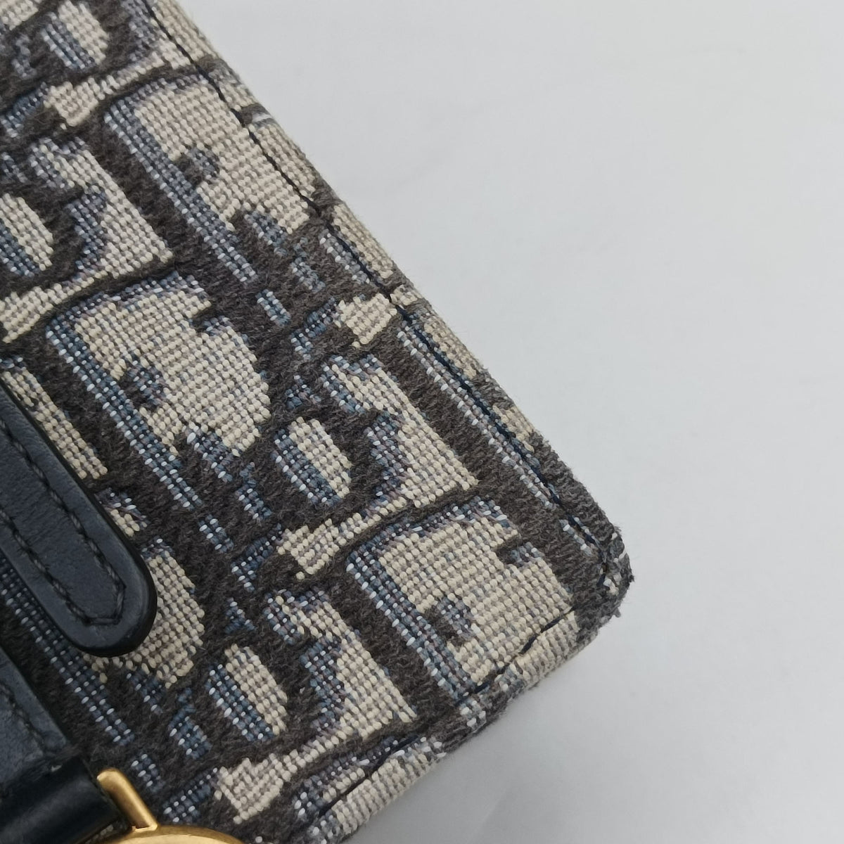 Pre-owned Christian Dior Saddle Phone holder Navy jacquard×Leather  shoulderbag | stylenewstar