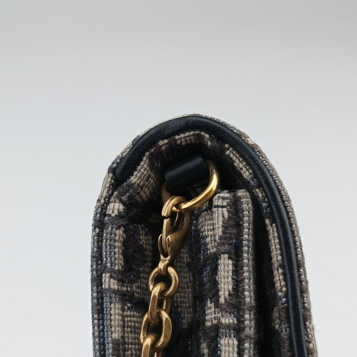 Pre-owned Christian Dior Saddle Phone holder Navy jacquard×Leather  shoulderbag | stylenewstar