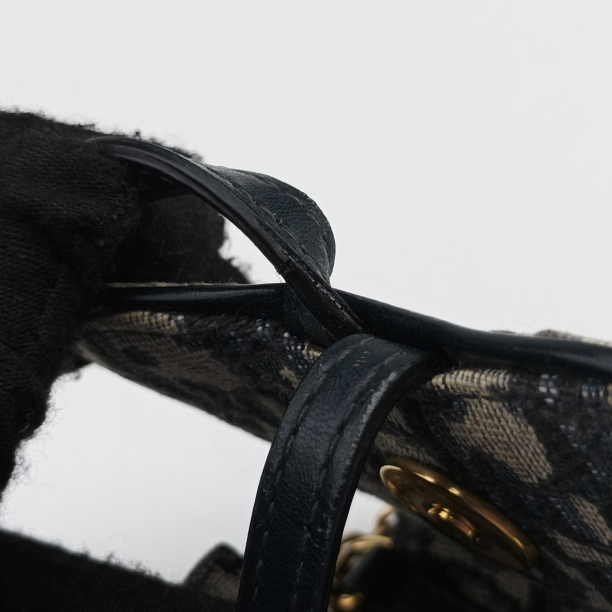 Pre-owned Christian Dior Saddle Phone holder Navy jacquard×Leather  shoulderbag | stylenewstar