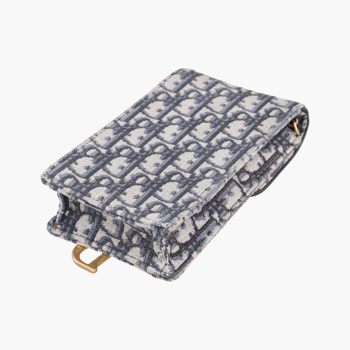 Pre-owned Christian Dior Saddle Phone holder Navy jacquard×Leather  shoulderbag | stylenewstar