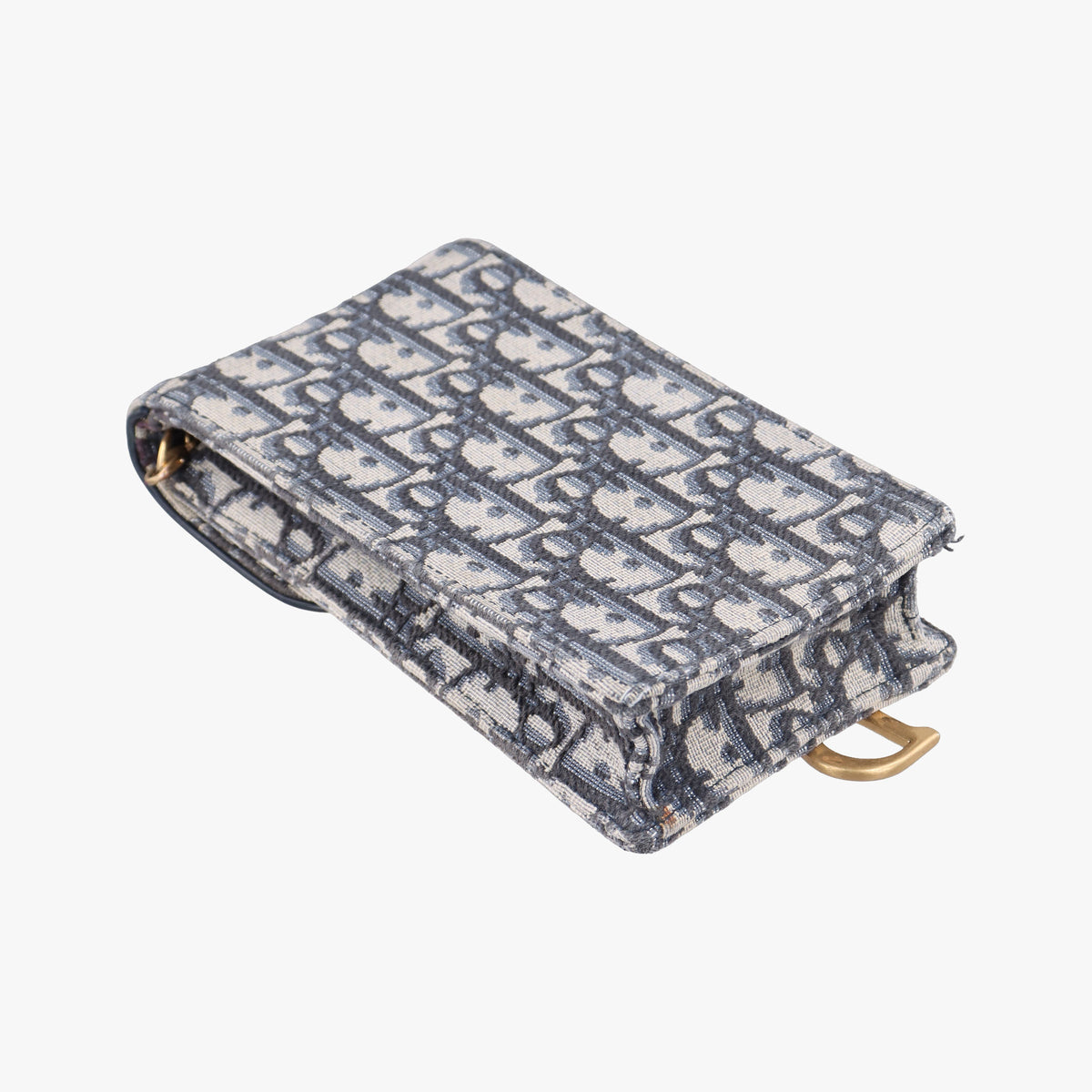 Pre-owned Christian Dior Saddle Phone holder Navy jacquard×Leather  shoulderbag | stylenewstar
